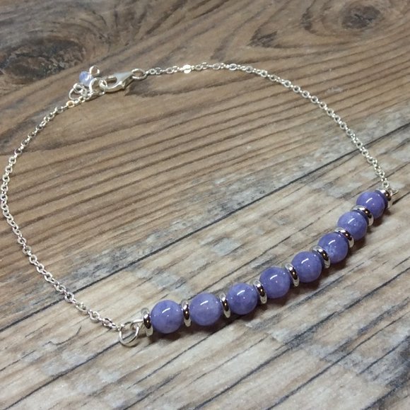 Angelite anklet, Sterling Silver, healing anklet, blue anklet - Picture 1 of 8